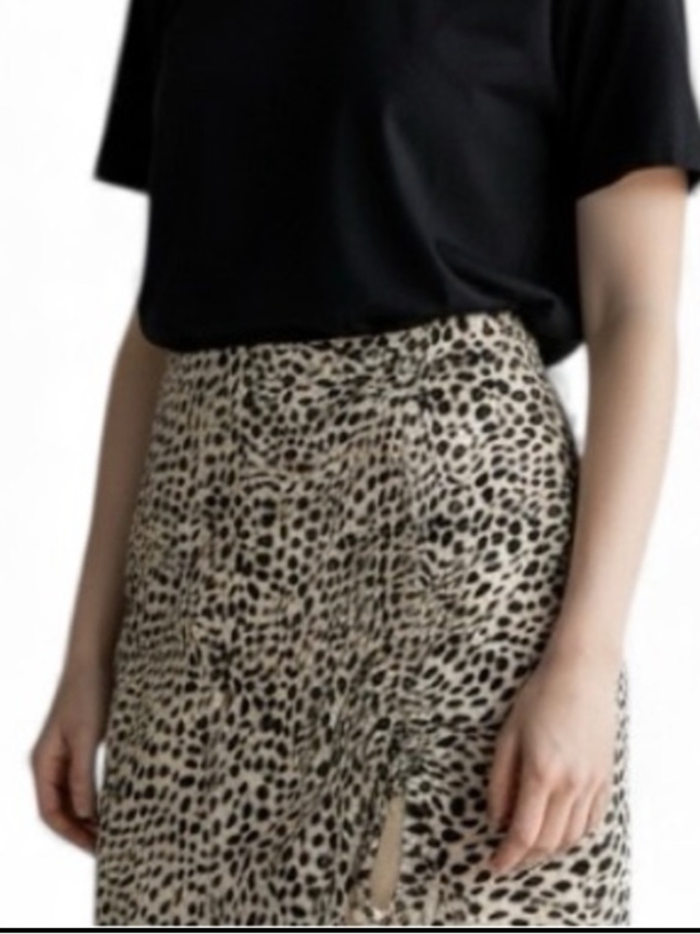 ANTHRO SADIE & SADE Leopard Animal Print Side Ruched Skirt Size M